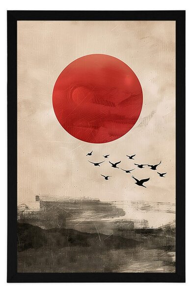 Poszter japandi piros hold varázsa