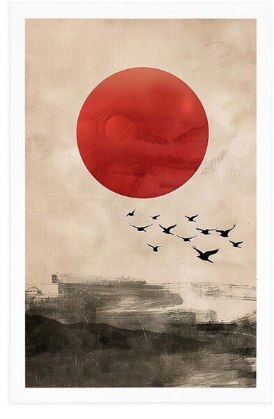 Poszter japandi piros hold varázsa