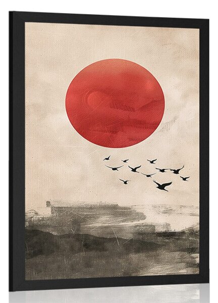 Poszter japandi piros hold varázsa