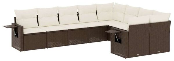 Polyrattan Kerti Ülőgarnitúra - 9 részes - Barna