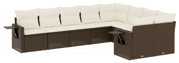 Polyrattan Kerti Ülőgarnitúra - 9 részes - Barna