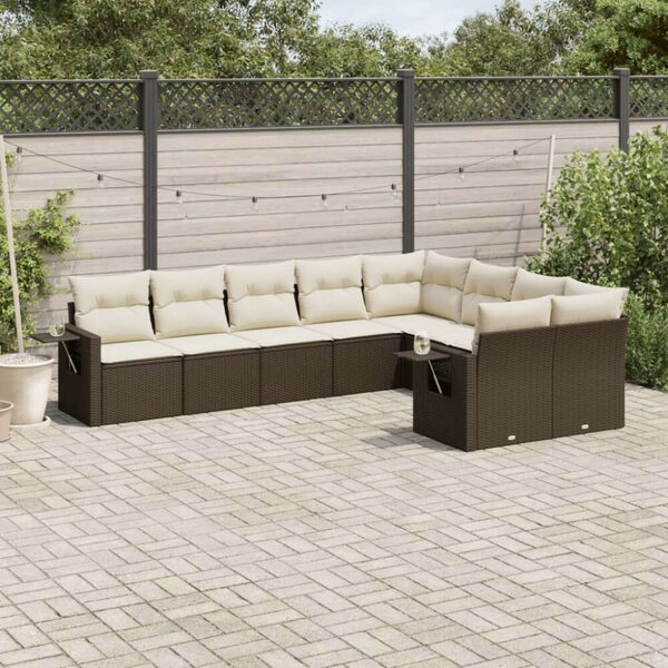 Polyrattan Kerti Ülőgarnitúra - 9 részes - Barna