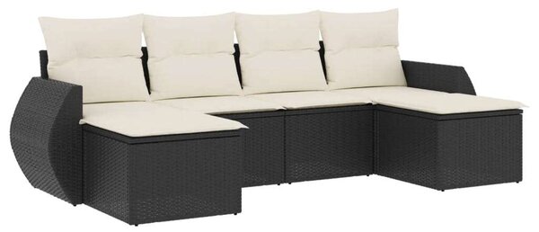 VidaXL Polyrattan Kerti Ülőgarnitúra - 6 részes - Fekete