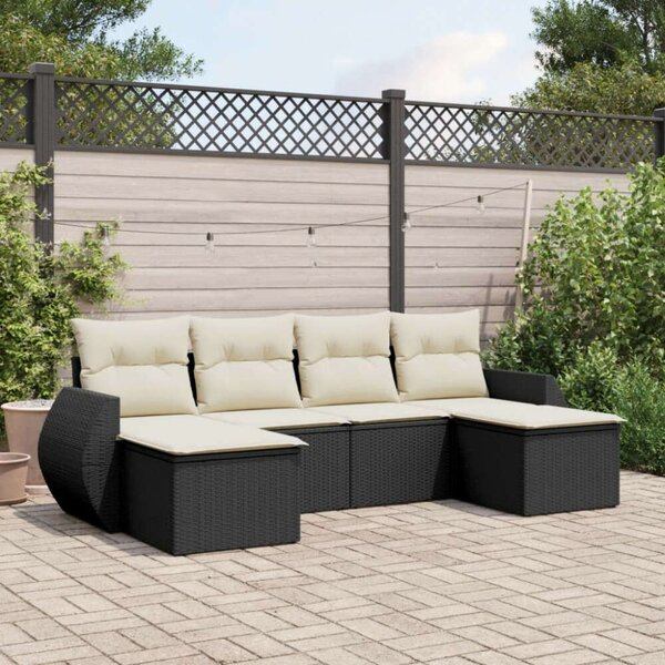 VidaXL Polyrattan Kerti Ülőgarnitúra - 6 részes - Fekete