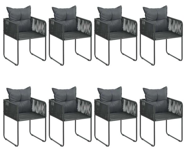 VidaXL 9 részes fekete PVC rattan kerti étkezőgarnitúra