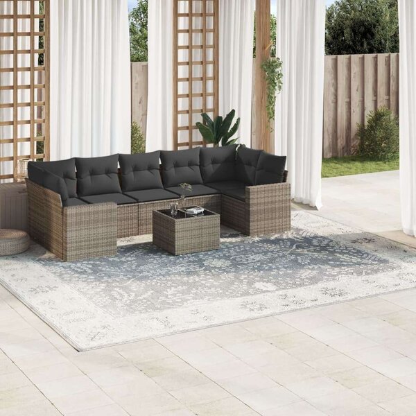 VidaXL Polyrattan Kerti Ülőgarnitúra - 8 részes - Szürke