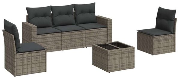 VidaXL Polyrattan Kerti Ülőgarnitúra - 6 részes - Szürke