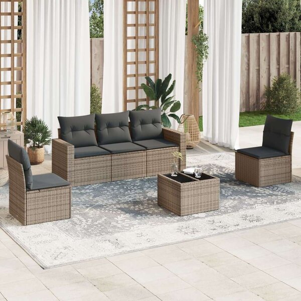 VidaXL Polyrattan Kerti Ülőgarnitúra - 6 részes - Szürke