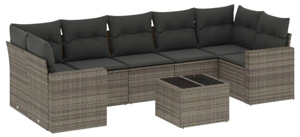 VidaXL Polyrattan Kerti Ülőgarnitúra - 8 részes - Szürke