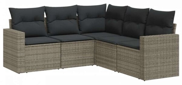 VidaXL Polyrattan Kerti Ülőgarnitúra - 5 részes - Szürke