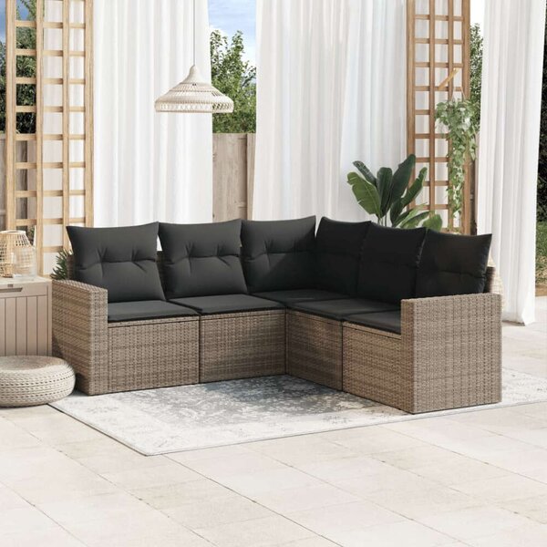 VidaXL Polyrattan Kerti Ülőgarnitúra - 5 részes - Szürke