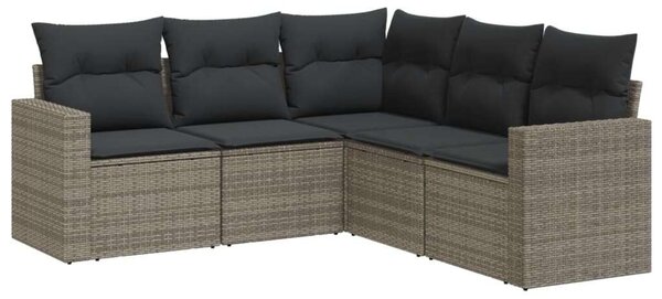VidaXL Polyrattan Kerti Ülőgarnitúra - 5 részes - Szürke