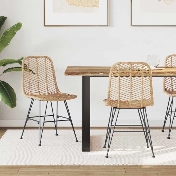 VidaXL Étkezőszék 2 pcs Természetes 44.5 x 55 x 85 cm Rattan és Vas