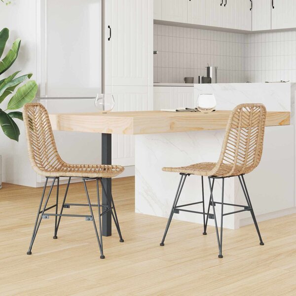 VidaXL Étkezőszék 2 pcs Természetes 44.5 x 55 x 85 cm Rattan és Vas