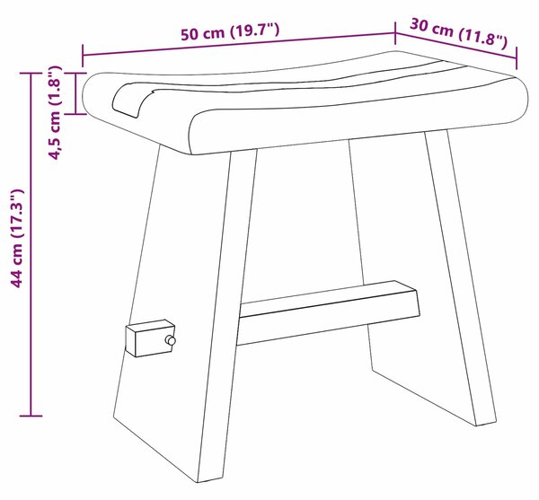 VidaXL Fürdőszobai szék Természetes 50 x 30 x 45 cm Természetes Fa
