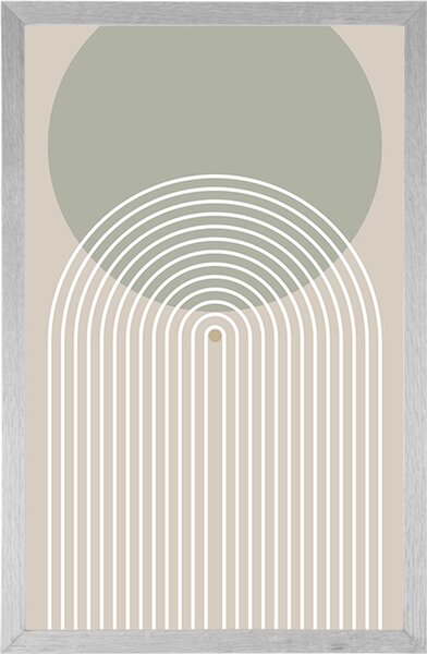 Poszter khaki kör szivárvánnyal Mid-Century
