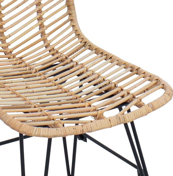 VidaXL Étkezőszék 2 pcs Természetes 44.5 x 55 x 85 cm Rattan és Vas