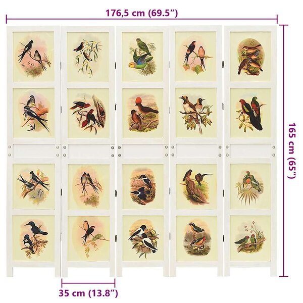 VidaXL Romdivider panel Fehér 176,5 x 165 cm MDF