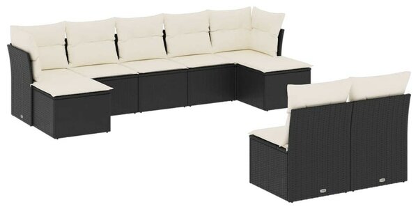 VidaXL Polyrattan Kerti Ülőgarnitúra - 9 részes - Fekete