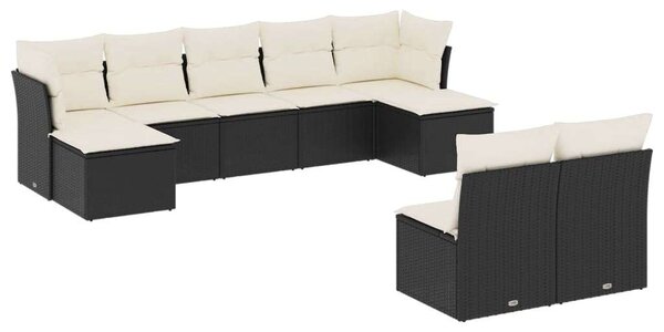 VidaXL Polyrattan Kerti Ülőgarnitúra - 9 részes - Fekete