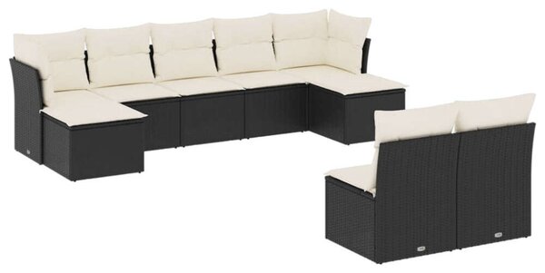 VidaXL Polyrattan Kerti Ülőgarnitúra - 9 részes - Fekete