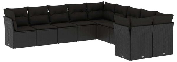VidaXL Polyrattan Kerti Ülőgarnitúra - 10 részes - Fekete