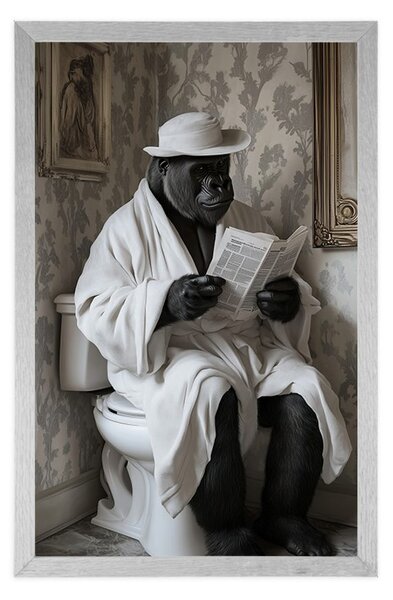 Poszter gorilla újsággal a WC-n