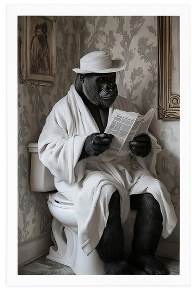 Poszter gorilla újsággal a WC-n