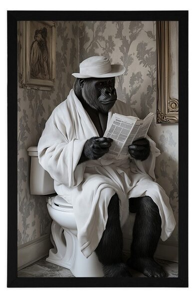 Poszter gorilla újsággal a WC-n