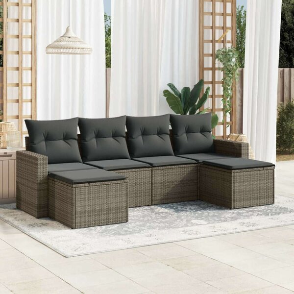 VidaXL Polyrattan Kerti Ülőgarnitúra - 6 részes - Szürke