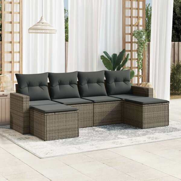 VidaXL Polyrattan Kerti Ülőgarnitúra - 6 részes - Szürke