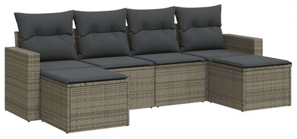 VidaXL Polyrattan Kerti Ülőgarnitúra - 6 részes - Szürke
