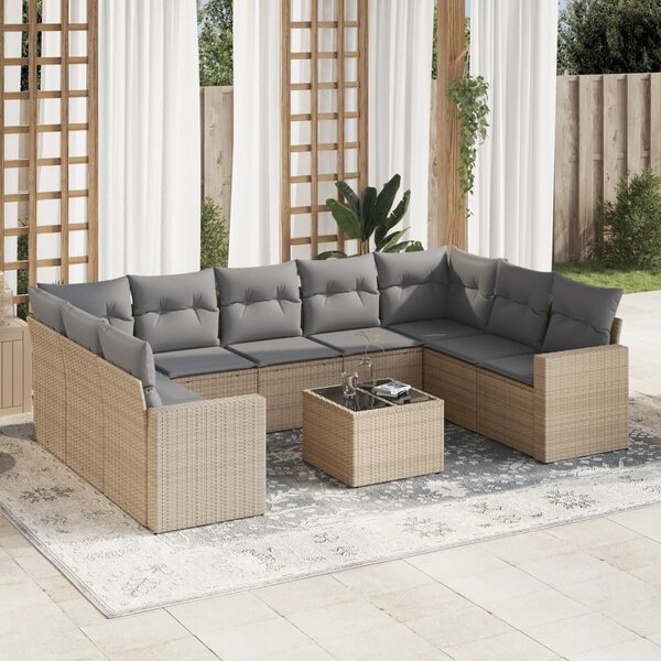 VidaXL Polyrattan Kerti Ülőgarnitúra - 10 részes - Bézs