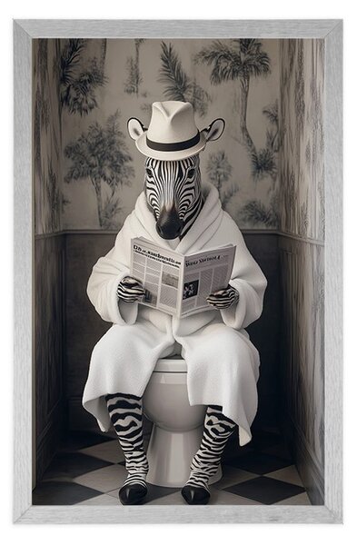 Poszter zebra újsággal a WC-n
