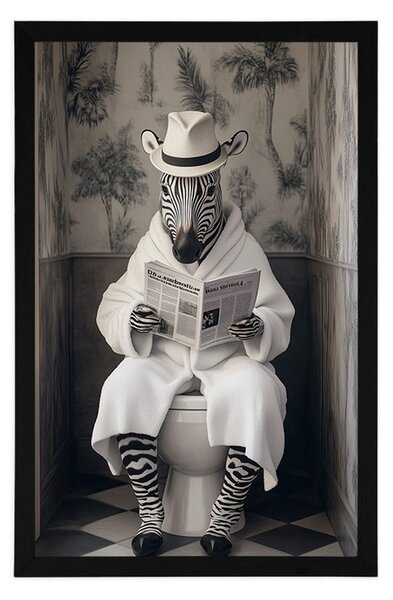 Poszter zebra újsággal a WC-n