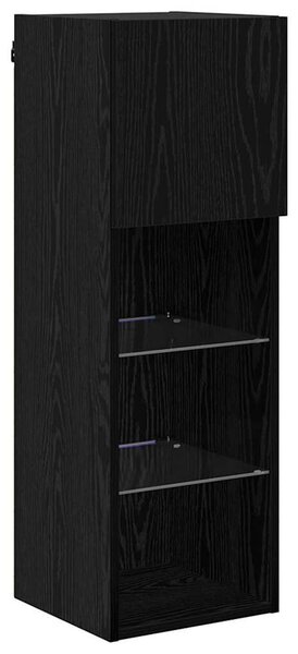 VidaXL Fali TV szekrények 2 pcs Fekete tölgy 30,5 x 30 x 90 cm Faanyag