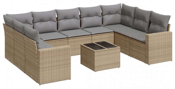 VidaXL Polyrattan Kerti Ülőgarnitúra - 10 részes - Bézs