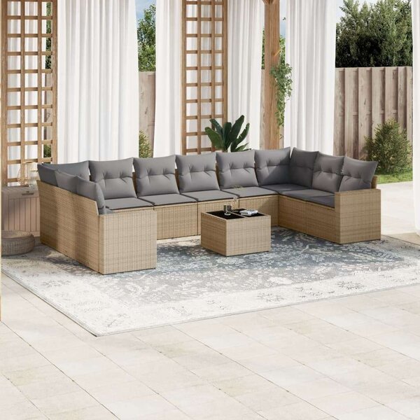 VidaXL Polyrattan Kerti Ülőgarnitúra - 11 részes - Bézs