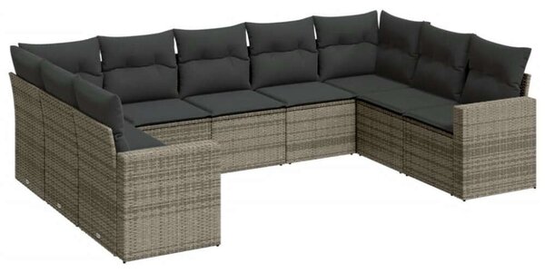 VidaXL Polyrattan Kerti Ülőgarnitúra - 9 részes - Szürke