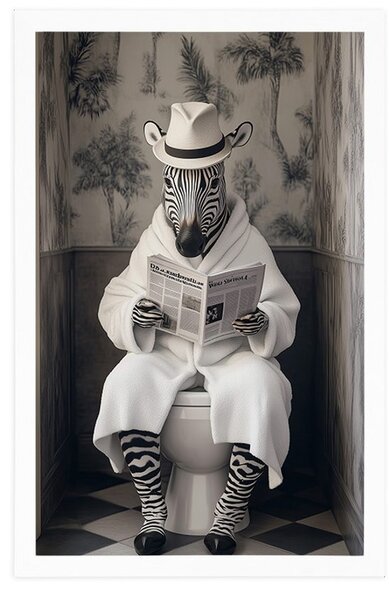 Poszter zebra újsággal a WC-n