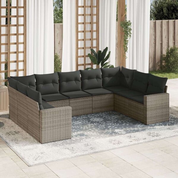 VidaXL Polyrattan Kerti Ülőgarnitúra - 9 részes - Szürke