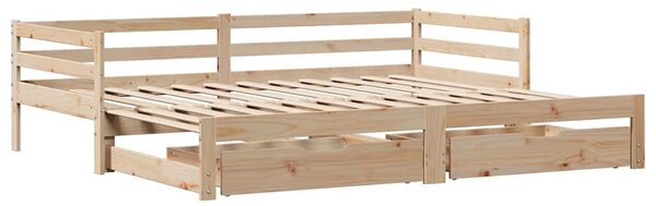 Kihúzható heverő fiókokkal matrac nélkül 90 x 190 cm