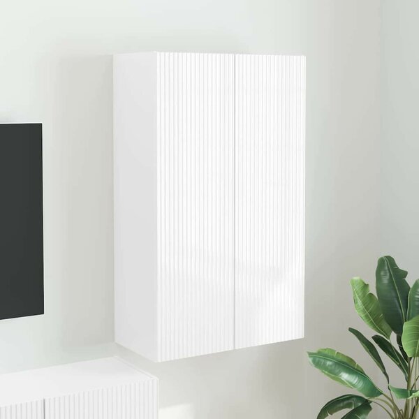 VidaXL TV Fali Szekrény Magas Fényű Fehér 59,5 x 31 x 100 cm Faanyag