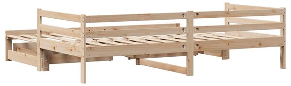 Kihúzható heverő fiókokkal matrac nélkül 90 x 190 cm