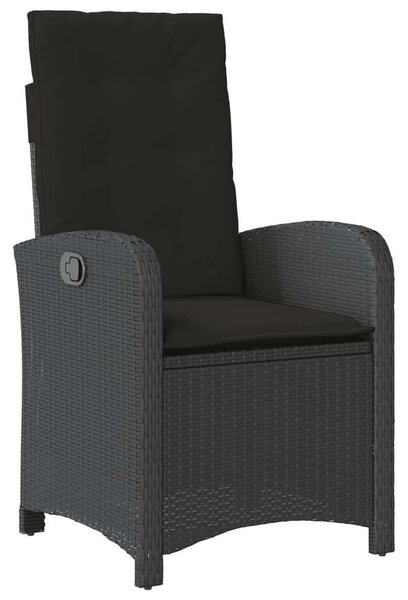VidaXL 5 részes fekete polyrattan kerti étkezőgarnitúra párnákkal