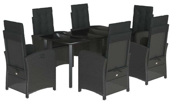 VidaXL Polyrattan Kerti Étkezőgarnitúra - 7 részes - Fekete