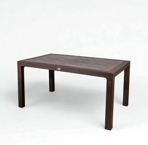 Rattan kerti asztal barna 150x90 cm