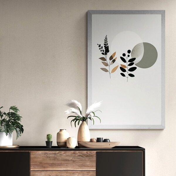 Poszter minimalista levelek boho háttérrel