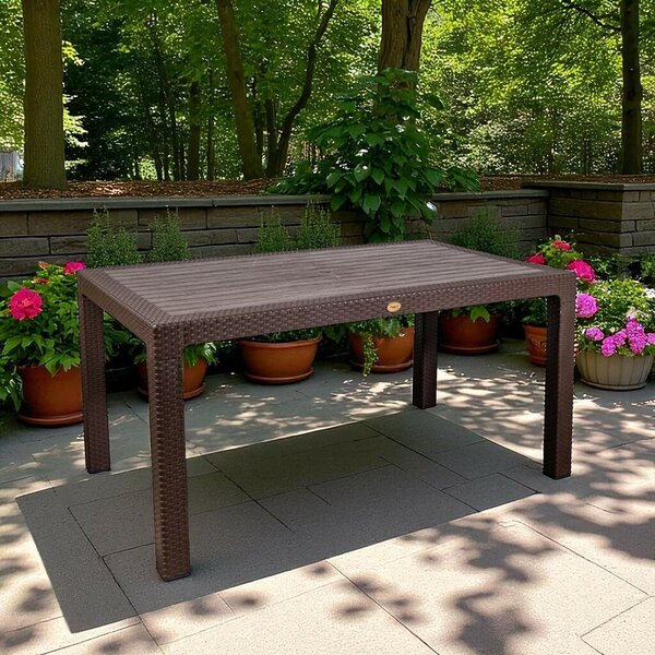 Rattan kerti asztal barna 150x90 cm