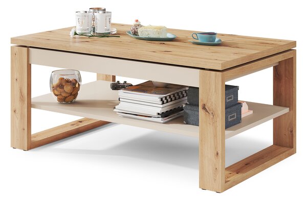 Mazzoni NUO Artisan Tölgy/Bézs (Pezsgő) - MODERN DOHÁNYZÓASZTAL MEGEMELHETŐ ASZTALLAPPAL